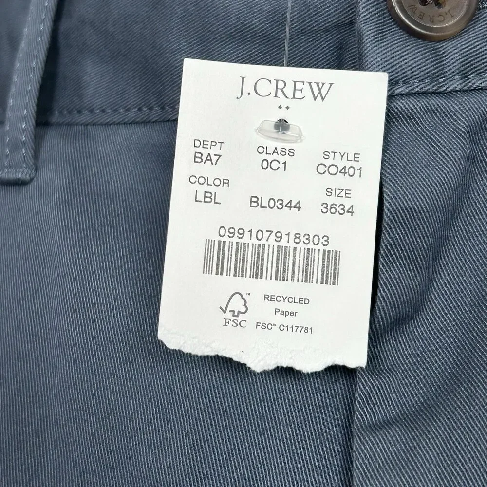 J Crew Pants Mens 36x34 Legacy Blue Athletic Slim Chino Casual Office CO401 NWT
